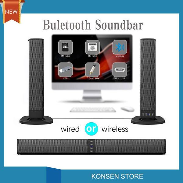 

20w separable soundbar bluetooth speakers built-in subwoofer 4.0 channel 3d surround sound with mic for home tv pc