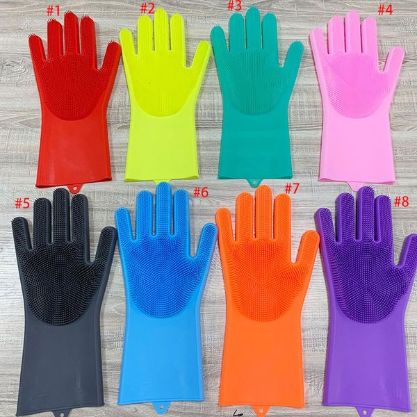 

household magic washing brush scrubber silicone glove resuable anti scald dishwashing gloves kitchen bed bathroom cleaning tools z0005