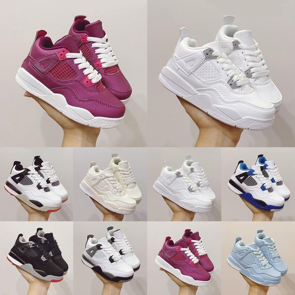

4 4s children basketball shoes pink mens black cat white oreo bred boys green trainers sneakers outdoor sport eur 22-37