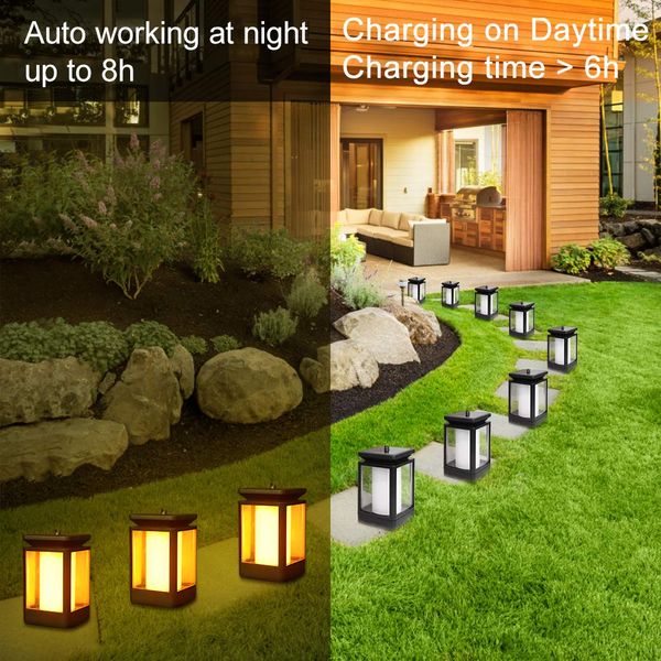 

solar lantern led garden light with clip hanging flame lamp for path yard outdoor corridor pathway park door 99led decorate lamp