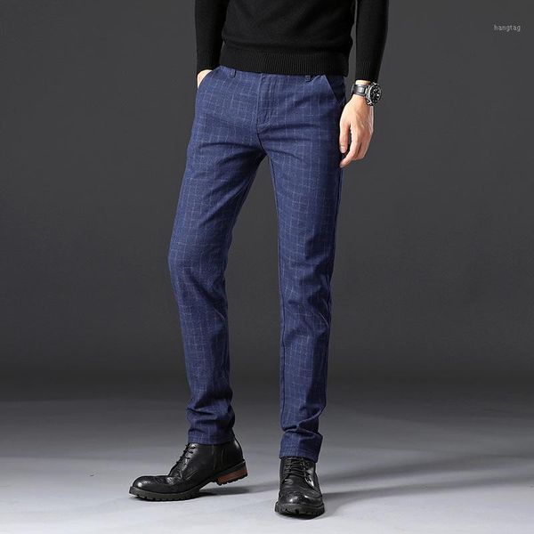 

2020 new spring cotton men pants straight long classic business casual trousers full pant male fashion length mid1, Black