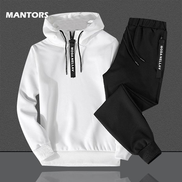 

casual men's sets solid tracksuit pullover hoodies set spring autumn men sports suit warm 2 piece set hoodie+pants plus size 4xl 201109, Gray