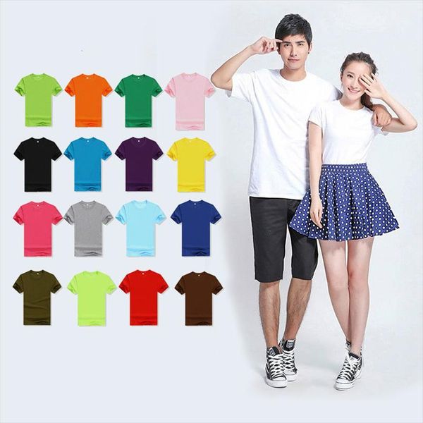 

2021 summer 18 color s 3xl plain t shirt men cotton elastic basic tshirt woman men casual short sleeve, White