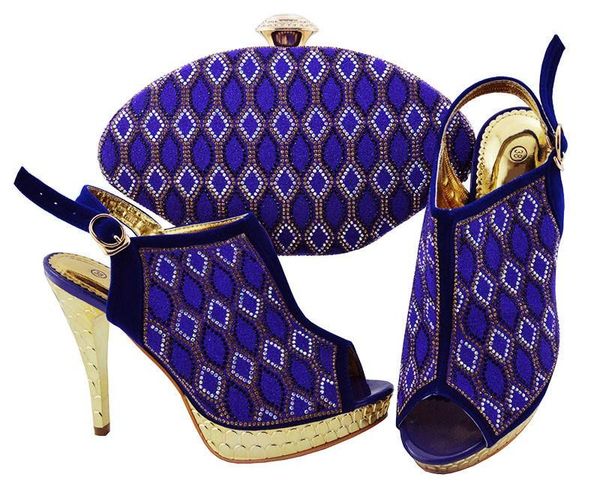 

fashion royal blue women pumps with rhinestone lattice style african shoes match handbag set for dress jzc003,heel 12cm, Black