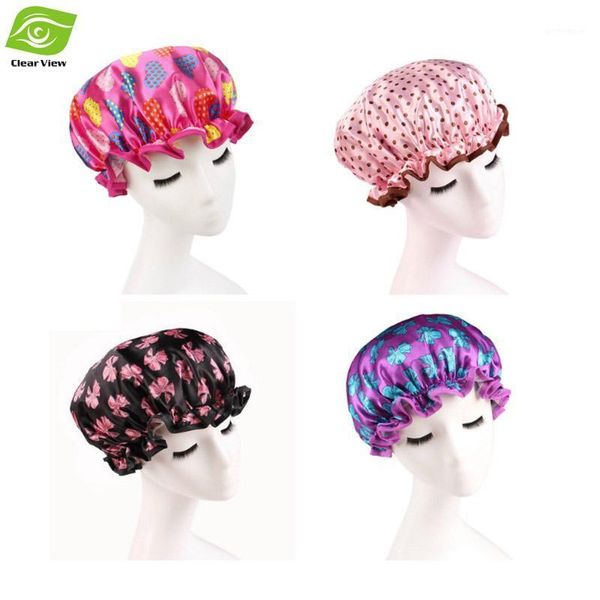 

shower caps 1pc women cap colorful bath hair cover waterproof bathing cap1