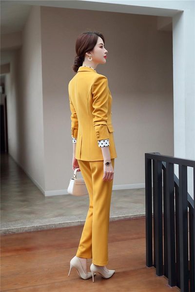 

formal uniform designs pantsuits for women business work wear suits with pants and jackets coat ladies office blazers set1, White