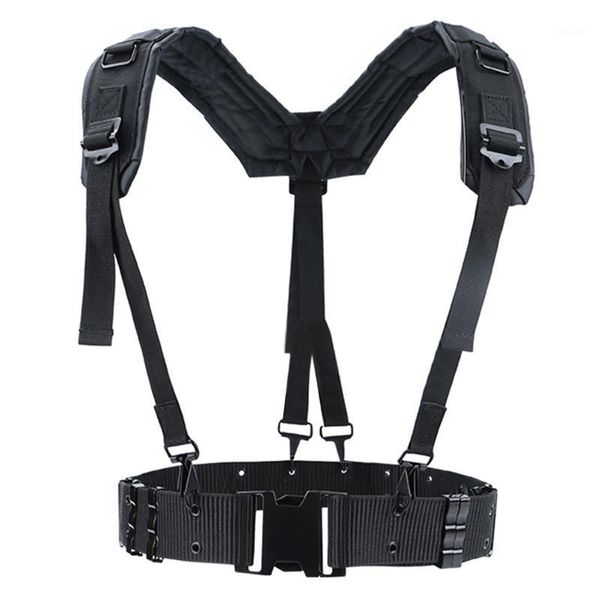 

waist support hs adjustable tactical lightweight belt harness set for outdoor shoulder protective band adult1, Black;gray