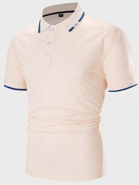 

men striped trim polo shirt j7dg#, White;black