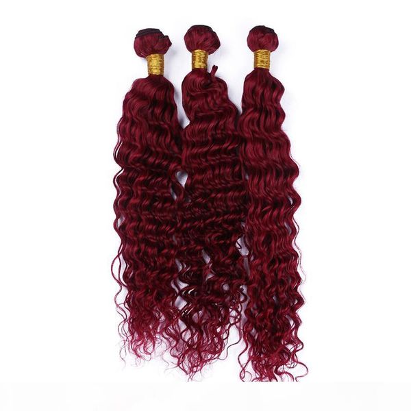 

burgundy virgin brazilian human hair weaving 3pcs tight deep curly wine red hair weave 99j kinky curl hair bundle, Black