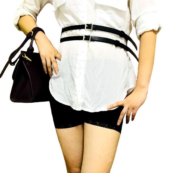 

2021 double row leather pin buckle belts fashion belts for women leisure tide material strap for ladies accessories, Black;brown