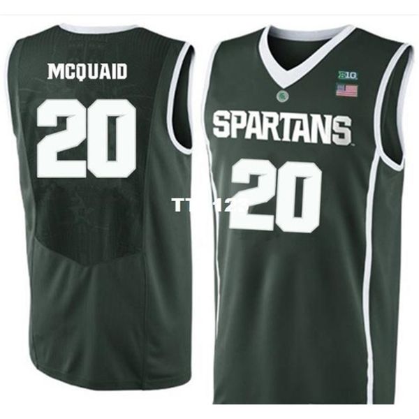 

vintage 121 michigan state spartans matt mcquaid #20 basketball full embroidery size s-4xl or custom any name or number jersey, Black