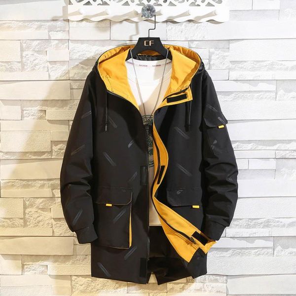 

oversized men's mid-length casual jacket plus size bust 152cm 5xl 6xl 7xl 8xl 9xl 10xl long sleeve men's trench coat 2 colors1, Tan;black