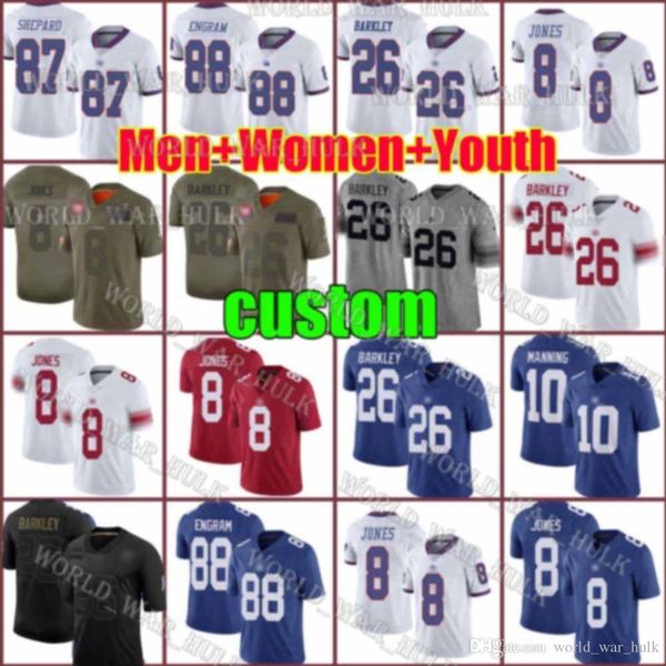 

custom mens women new york giants youth 26 saquon barkley 86 darius slayton 21 jabrill peppers 8 daniel jones golden tate jerseys, Black;red