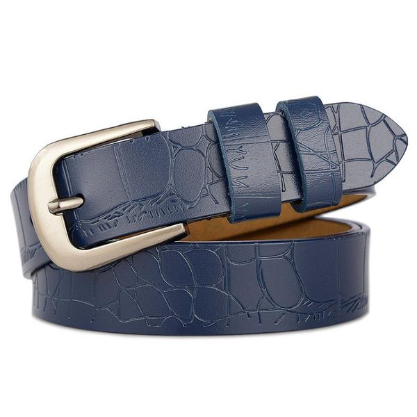 

belts genuine leather pin buckle women fashion all-match belt lady stone grain blue jeans waistband quality zlb386, Black;brown