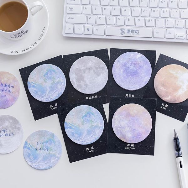 

6pcs lot cute kawaii paper sticky memo pad creative space planet note for kids gift korean stationery wmtbio