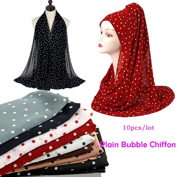 

scarves fashion dot chiffon hijab scarf for women muslim head wraps foulard hijabs female shawls scarfs wholesale 10pcs/lot, Blue;gray