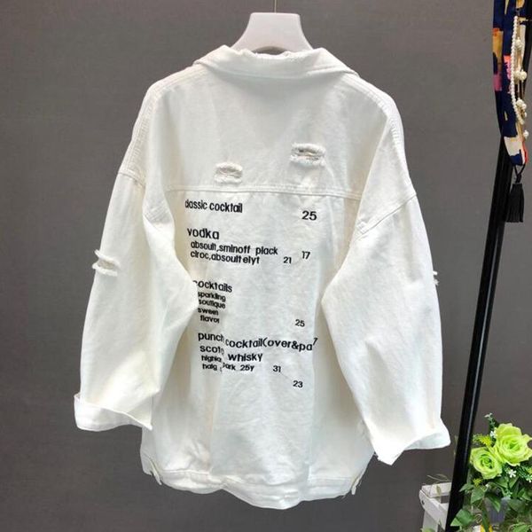 

women's jackets spring autumn fashion female korean loose coat bf hole embroidery harajuku personality quality women denim jacket, Black;brown