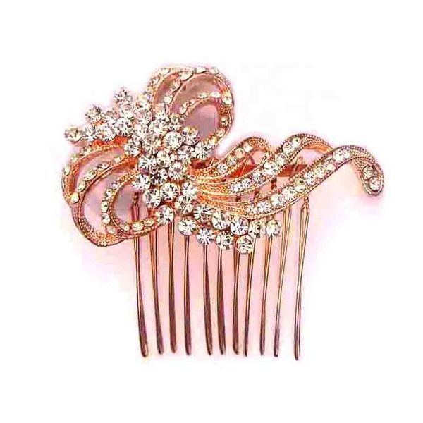 

wedding party women designer 3pcsx crystals metal floral charm rose gold / rhodium hair comb ornament prom jewelry accessories, Golden;silver