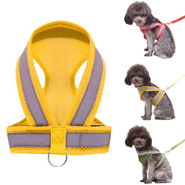 

dog collars & leashes cat adjustable harness vest v-mesh reflective anti-strike chest strap traction walk lead leash collar mesh for pet