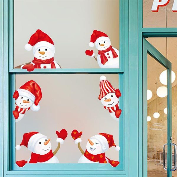

cute christmas snowman wall stickers 1set home christmas cartoon snowman decoration shop window stickers 1104#301