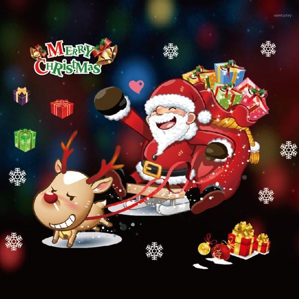 

1pc christmas santa removable window stickers festival art decal xmas wall home shop christmas decorations1