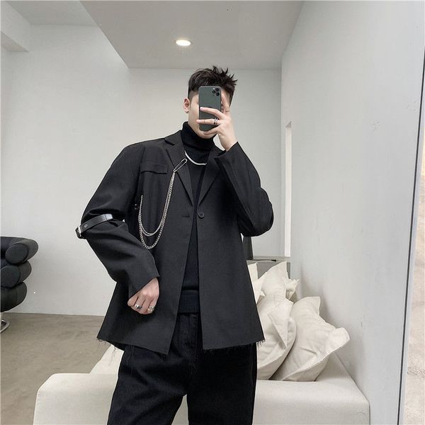

autumn 2021 new arrival in suit male loose hair stylist black tool jacket qxlg, White;black