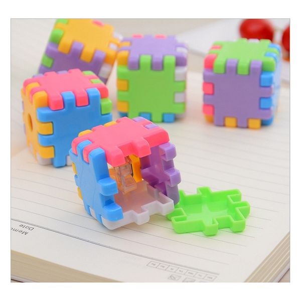

1 kawaii creative building blocks assembly sharpeners stationery school office supplies novelty kid gift sharpener wmtqhi, Black;red