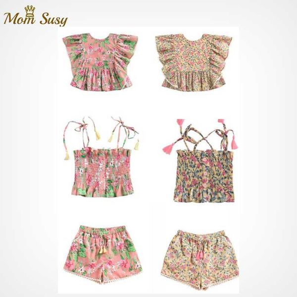 

clothing sets summer baby girl floral embroidered ruffle braces shirt shorts for louise misha series1, White