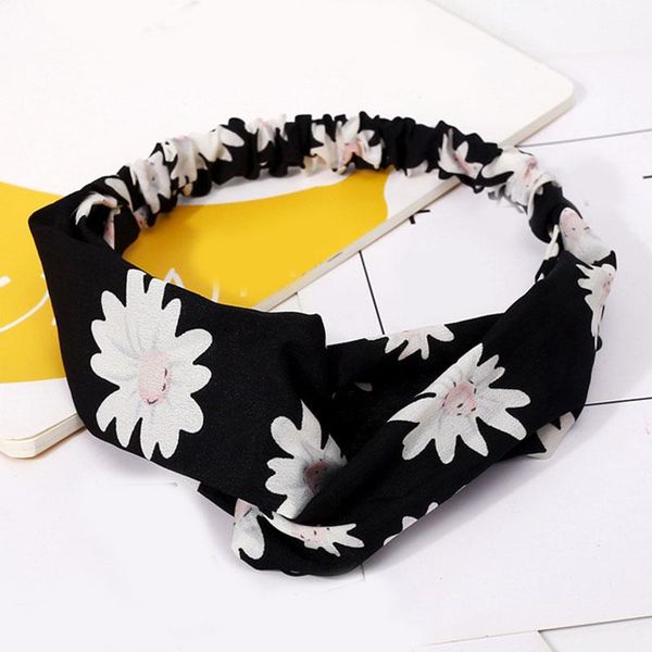 

2020 cute daisy printing hair band cross knotted hair ribbon for girls sweet elastic rubber bands women hair accessory q jllpjc