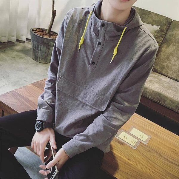 

clothes men's hooded early autumn hedging trend loose hoodie long-sleeved student jacket men's jacket thin section, Black