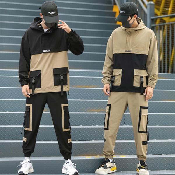 

men tracksuit sweatsuit sets 2020 new autumn 2 piece jacket + sweatpants casual tracksuit men sportswear set male clothes1, Gray