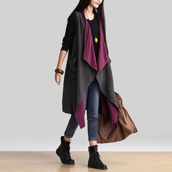 

women's vests two sides wearing vest 2021 autumn casual loose large size color matching coat wholesale discount, Black;white