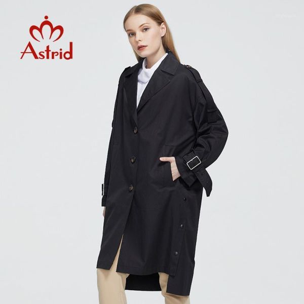 

astrid 2020 new spring autumn trench coat long fashion windproof hood large size black windbreaker female clothing 75111, Tan;black