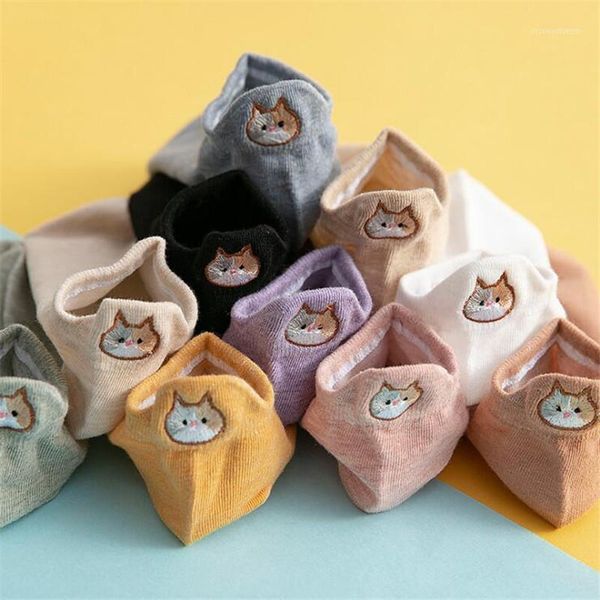 

socks & hosiery fashion women cartoon cat cute kawaii harajuku funny korea ankle cotton short girl female breathable dropship1, Black;white
