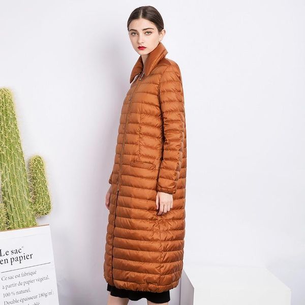 

women's down & parkas 90% white duck coat 2021 autumn winter jacket women long thin ultralight jackets female manteau femme hiver wyq85, Black