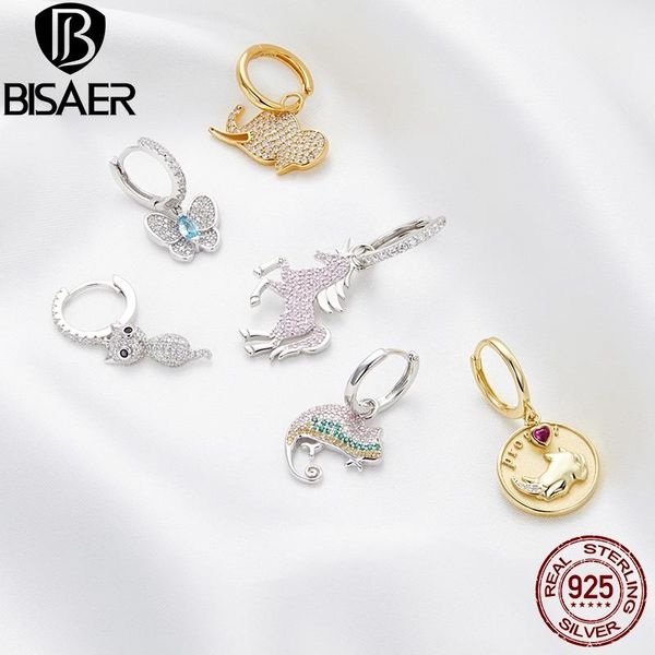

bisaer new arrival 26 style stud earrings 925 sterling silver 1 piece small earring for women fine jewelry christmas gift efe385, Golden;silver