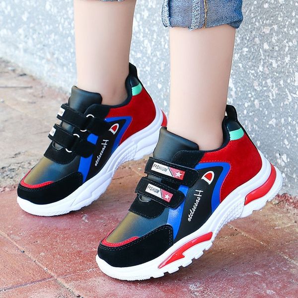 

youth boys 27-39 shoes tennis sneakers running hiking shoe kids outdoor sneakers slip resistant blue green casual running shoes y200103, Black;red