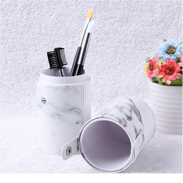 

1pc travel pu marbling makeup brushes pen holder brushes storage cosmetic makeup brush case box organizer make up tools sqcpjm