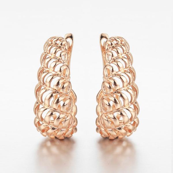 

new trend 585 rose gold carved hollow geometric drop earrings for women girls circle round dangle earring fashion jewelry ge319, Silver