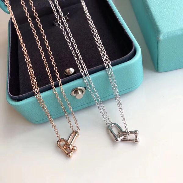 

tshou332 fashion women 925 sterling silver hard wear double joint necklace minimalist fine jewelry cute accessories q0531