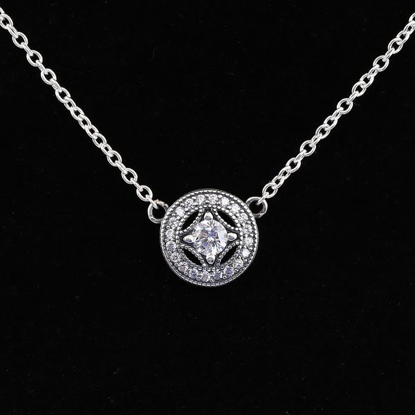 

link chain necklaces genuine 925 sterling silver vintage allure clear cz pendants for jewelry making accessories q0531