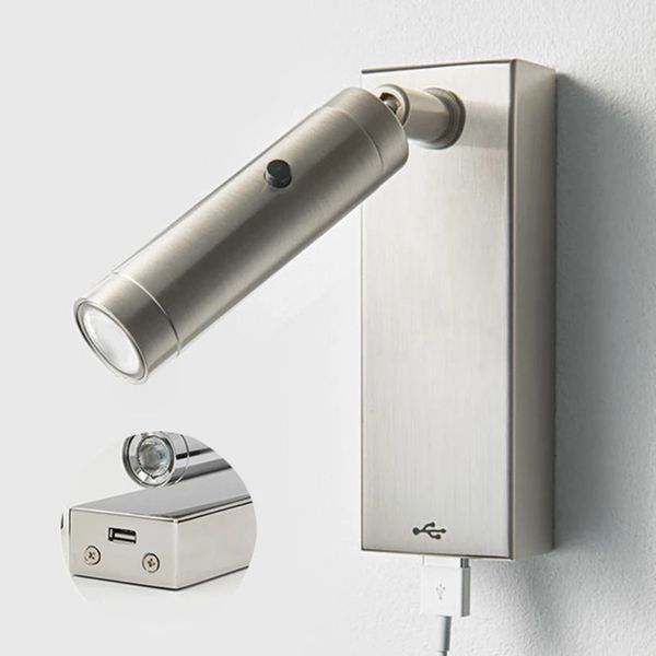 

ch usb led spotlights wall lamps with button on-off switch 3watt narrow beam directional head built-in driver for room rv boat