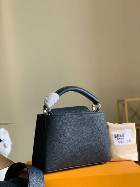 

hobo totes m56770 capucines mini handbag taurillon leather in atlantic dark blue color classic women totes carried by hand or over the shoul