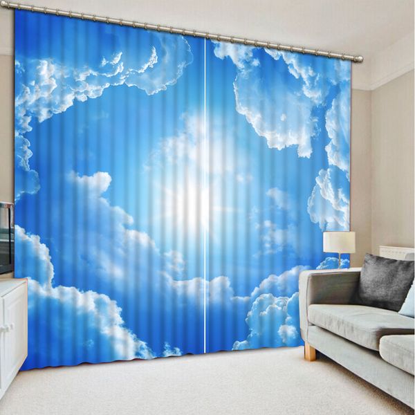 

fashion customized 3d curtain blue sky and white clouds p blackout window drapes luxury 3d curtains for living room room office