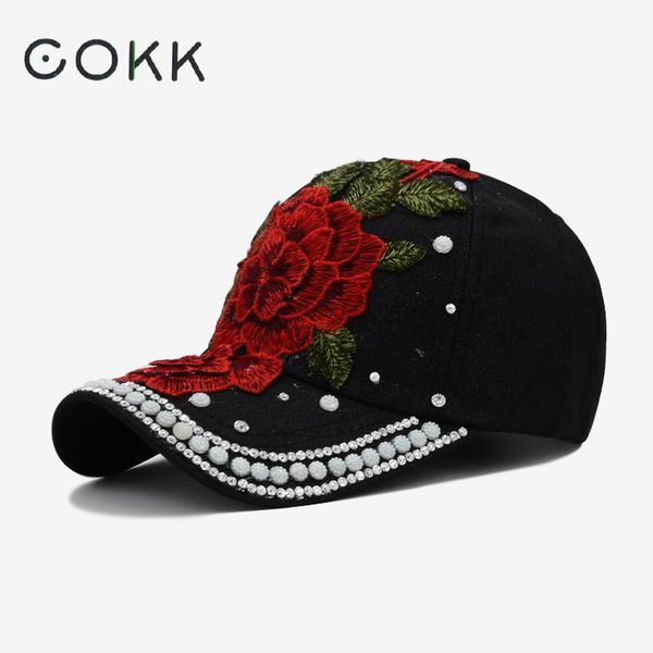 

cokk women's baseball cap embroidery flower beads snapback hats for woman lady party summer sun hat female cap gorras casquette swy sqc, Blue;gray