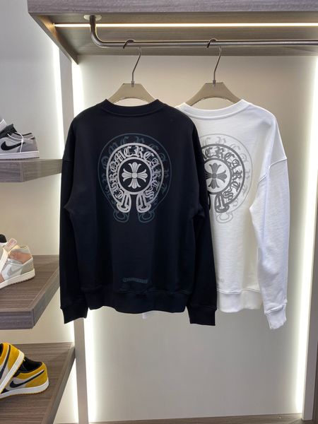 

ch crosin autumn and winter new phantom big horseshoe sanskrit cross printed men's and women's long sleeve lovers' sweater, Black