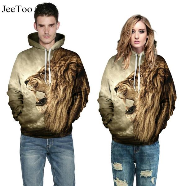 

fashion couples hoodies 3d tiger lion 2020 mens sweatshirt print hooded animal hoodie men women tracksuit hoodies casual hip hop, Black