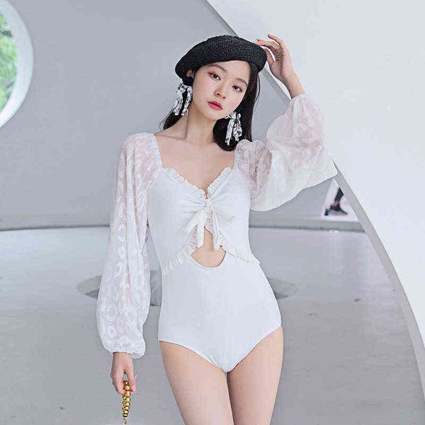 

luxury designer women's swimwear bikini swimsuit women's summer 2022 fashion ins wind fairy gas conservative cover belly thin spri, White;black