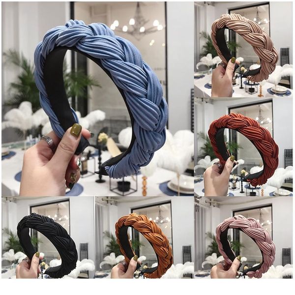 

q weave braid headband wide side autumn winter headwear fashion hairband for women cross knot hair hoop bezel hair acc qylssq