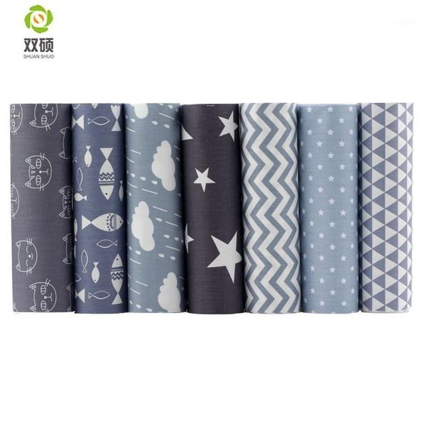 

tissus cotton fabric gray series telas patchwork fabric fat quarter bundles for sewing doll cloths 40*50cm 7pcs/lot1, Black;white